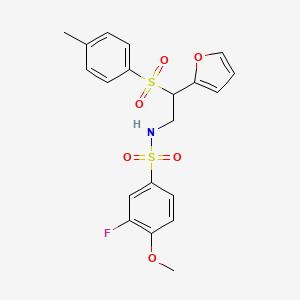 molecular formula C20H20FNO6S2 B2925298 3-氟-N-(2-(呋喃-2-基)-2-甲苯磺酰基乙基)-4-甲氧基苯磺酰胺 CAS No. 877816-76-7