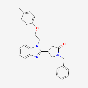 molecular formula C27H27N3O2 B2925319 1-Benzyl-4-[1-[2-(4-methylphenoxy)ethyl]benzimidazol-2-yl]pyrrolidin-2-one CAS No. 847396-56-9