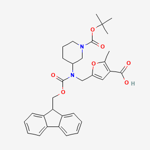 molecular formula C32H36N2O7 B2925320 5-[[9H-Fluoren-9-ylmethoxycarbonyl-[1-[(2-methylpropan-2-yl)oxycarbonyl]piperidin-3-yl]amino]methyl]-2-methylfuran-3-carboxylic acid CAS No. 2138232-27-4