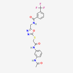 N-((5-((2-((3-acetamidophenyl)amino)-2-oxoethyl)thio)-1,3,4-oxadiazol-2-yl)methyl)-3-(trifluoromethyl)benzamide