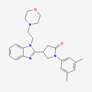 molecular formula C25H30N4O2 B2925333 1-(3,5-二甲基苯基)-4-(1-(2-吗啉乙基)-1H-苯并[d]咪唑-2-基)吡咯烷-2-酮 CAS No. 890639-05-1