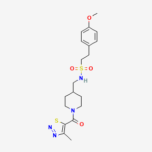 2-(4-methoxyphenyl)-N-((1-(4-methyl-1,2,3-thiadiazole-5-carbonyl)piperidin-4-yl)methyl)ethanesulfonamide