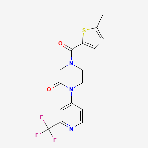 molecular formula C16H14F3N3O2S B2925363 4-(5-Methylthiophene-2-carbonyl)-1-[2-(trifluoromethyl)pyridin-4-yl]piperazin-2-one CAS No. 2380170-05-6