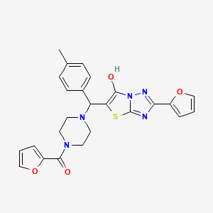 Furan-2-yl(4-((2-(furan-2-yl)-6-hydroxythiazolo[3,2-b][1,2,4]triazol-5-yl)(p-tolyl)methyl)piperazin-1-yl)methanone