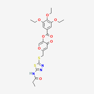 4-oxo-6-(((5-propionamido-1,3,4-thiadiazol-2-yl)thio)methyl)-4H-pyran-3-yl 3,4,5-triethoxybenzoate