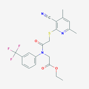 Ethyl [{[(3-cyano-4,6-dimethyl-2-pyridinyl)sulfanyl]acetyl}-3-(trifluoromethyl)anilino]acetate