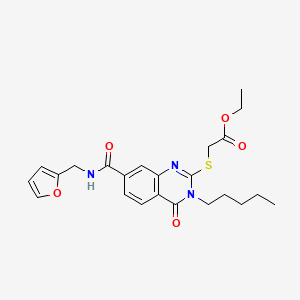 Ethyl 2-((7-((furan-2-ylmethyl)carbamoyl)-4-oxo-3-pentyl-3,4-dihydroquinazolin-2-yl)thio)acetate