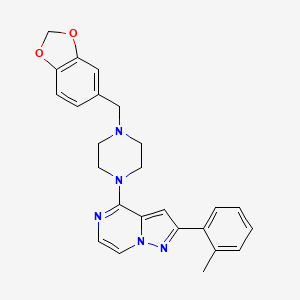 4-[4-(1,3-Benzodioxol-5-ylmethyl)piperazin-1-yl]-2-(2-methylphenyl)pyrazolo[1,5-a]pyrazine