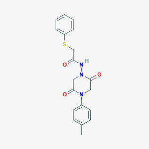 N-[4-(4-methylphenyl)-2,5-dioxo-1-piperazinyl]-2-(phenylsulfanyl)acetamide
