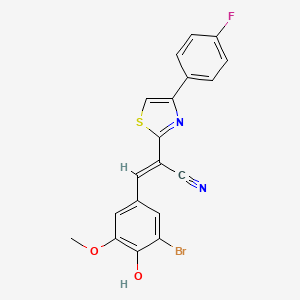 (E)-3-(3-bromo-4-hydroxy-5-methoxyphenyl)-2-(4-(4-fluorophenyl)thiazol-2-yl)acrylonitrile