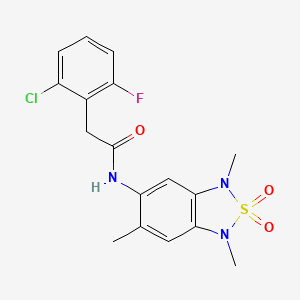 molecular formula C17H17ClFN3O3S B2925423 2-(2-chloro-6-fluorophenyl)-N-(1,3,6-trimethyl-2,2-dioxido-1,3-dihydrobenzo[c][1,2,5]thiadiazol-5-yl)acetamide CAS No. 2034398-13-3