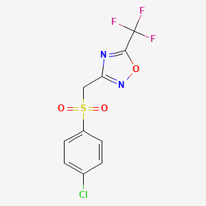 molecular formula C10H6ClF3N2O3S B2925445 3-[(4-Chlorophenyl)sulfonylmethyl]-5-(trifluoromethyl)-1,2,4-oxadiazole CAS No. 1024253-22-2