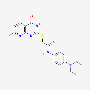 molecular formula C21H25N5O2S B2925452 N-(4-Diethylamino-phenyl)-2-(4-hydroxy-5,7-dimethyl-pyrido[2,3-d]pyrimidin-2-ylsulfanyl)-acetamide CAS No. 799256-06-7