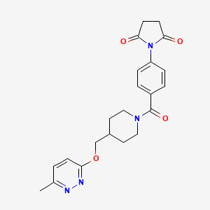 molecular formula C22H24N4O4 B2925458 1-[4-[4-[(6-Methylpyridazin-3-yl)oxymethyl]piperidine-1-carbonyl]phenyl]pyrrolidine-2,5-dione CAS No. 2380070-16-4