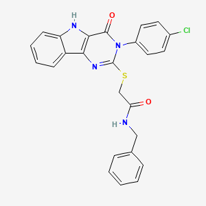 molecular formula C25H19ClN4O2S B2925473 N-benzyl-2-((3-(4-chlorophenyl)-4-oxo-4,5-dihydro-3H-pyrimido[5,4-b]indol-2-yl)thio)acetamide CAS No. 536715-18-1
