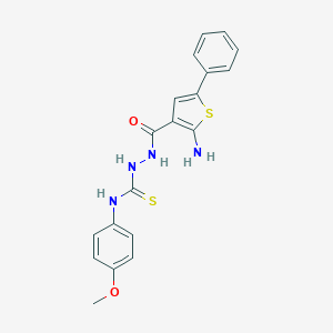 molecular formula C19H18N4O2S2 B292549 2-(2-amino-5-phenylthiophene-3-carbonyl)-N-(4-methoxyphenyl)hydrazinecarbothioamide 