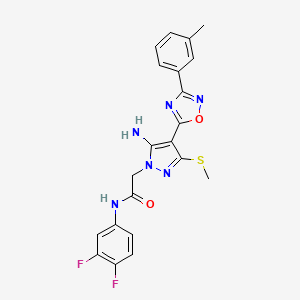 2-[5-amino-4-[3-(3-methylphenyl)-1,2,4-oxadiazol-5-yl]-3-(methylthio)-1H-pyrazol-1-yl]-N-(3,4-difluorophenyl)acetamide