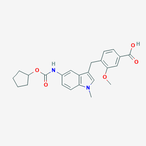 molecular formula C24H26N2O5 B029255 4-((5-(((环戊氧基羰基)氨基)-1-甲基-1H-吲哚-3-基)甲基)-3-甲氧基苯甲酸 CAS No. 107754-20-1