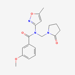 3-methoxy-N-(5-methylisoxazol-3-yl)-N-((2-oxopyrrolidin-1-yl)methyl)benzamide