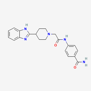 molecular formula C21H23N5O2 B2925517 4-(2-(4-(1H-benzo[d]imidazol-2-yl)piperidin-1-yl)acetamido)benzamide CAS No. 887215-43-2