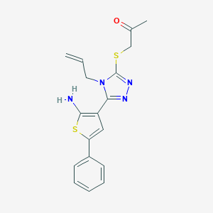 molecular formula C18H18N4OS2 B292552 1-{[4-allyl-5-(2-amino-5-phenyl-3-thienyl)-4H-1,2,4-triazol-3-yl]sulfanyl}acetone 