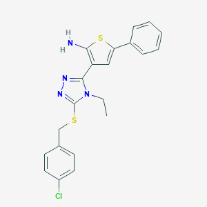 3-{5-[(4-chlorobenzyl)sulfanyl]-4-ethyl-4H-1,2,4-triazol-3-yl}-5-phenyl-2-thienylamine