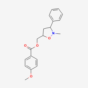 molecular formula C19H21NO4 B2925537 (2-Methyl-3-phenyl-1,2-oxazolidin-5-yl)methyl 4-methoxybenzoate CAS No. 338757-90-7