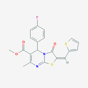 molecular formula C20H15FN2O3S2 B292554 methyl 5-(4-fluorophenyl)-7-methyl-3-oxo-2-(2-thienylmethylene)-2,3-dihydro-5H-[1,3]thiazolo[3,2-a]pyrimidine-6-carboxylate 