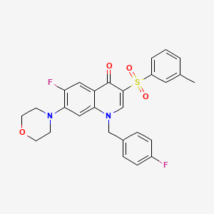 molecular formula C27H24F2N2O4S B2925556 6-fluoro-1-(4-fluorobenzyl)-3-[(3-methylphenyl)sulfonyl]-7-(morpholin-4-yl)quinolin-4(1H)-one CAS No. 892787-67-6