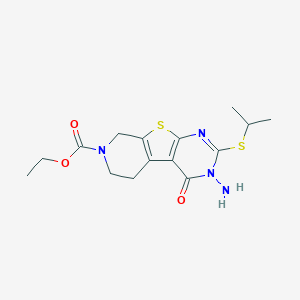 molecular formula C15H20N4O3S2 B292556 ethyl 3-amino-2-(isopropylsulfanyl)-4-oxo-3,5,6,8-tetrahydropyrido[4',3':4,5]thieno[2,3-d]pyrimidine-7(4H)-carboxylate 