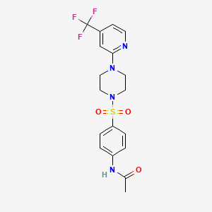molecular formula C18H19F3N4O3S B2925565 N-[4-({4-[4-(trifluoromethyl)pyridin-2-yl]piperazino}sulfonyl)phenyl]acetamide CAS No. 883031-24-1
