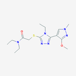 B2925567 N,N-diethyl-2-((4-ethyl-5-(3-methoxy-1-methyl-1H-pyrazol-4-yl)-4H-1,2,4-triazol-3-yl)thio)acetamide CAS No. 1014095-72-7
