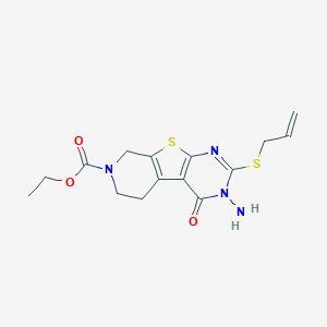 molecular formula C15H18N4O3S2 B292558 ethyl 2-(allylsulfanyl)-3-amino-4-oxo-3,5,6,8-tetrahydropyrido[4',3':4,5]thieno[2,3-d]pyrimidine-7(4H)-carboxylate 