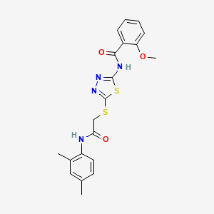 molecular formula C20H20N4O3S2 B2925598 N-(5-((2-((2,4-dimethylphenyl)amino)-2-oxoethyl)thio)-1,3,4-thiadiazol-2-yl)-2-methoxybenzamide CAS No. 392295-72-6