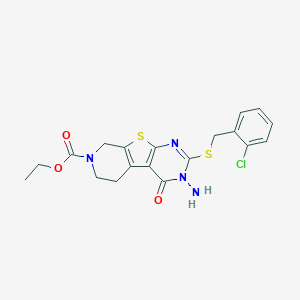 ethyl 3-amino-2-[(2-chlorobenzyl)sulfanyl]-4-oxo-3,5,6,8-tetrahydropyrido[4',3':4,5]thieno[2,3-d]pyrimidine-7(4H)-carboxylate