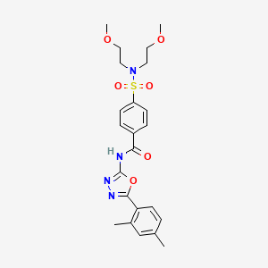 molecular formula C23H28N4O6S B2925602 4-(N,N-bis(2-methoxyethyl)sulfamoyl)-N-(5-(2,4-dimethylphenyl)-1,3,4-oxadiazol-2-yl)benzamide CAS No. 891115-61-0