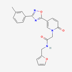 molecular formula C21H18N4O4 B2925606 N-(furan-2-ylmethyl)-2-{5-[3-(3-methylphenyl)-1,2,4-oxadiazol-5-yl]-2-oxopyridin-1(2H)-yl}acetamide CAS No. 1326868-79-4