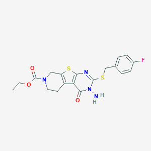 ethyl 3-amino-2-[(4-fluorobenzyl)sulfanyl]-4-oxo-3,5,6,8-tetrahydropyrido[4',3':4,5]thieno[2,3-d]pyrimidine-7(4H)-carboxylate