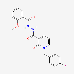 molecular formula C21H18FN3O4 B2925610 1-(4-fluorobenzyl)-N'-(2-methoxybenzoyl)-2-oxo-1,2-dihydropyridine-3-carbohydrazide CAS No. 1105243-10-4