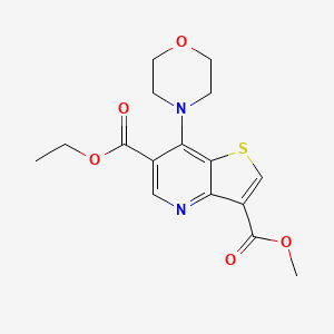 molecular formula C16H18N2O5S B2925613 6-Ethyl 3-methyl 7-morpholinothieno[3,2-b]pyridine-3,6-dicarboxylate CAS No. 2177258-04-5