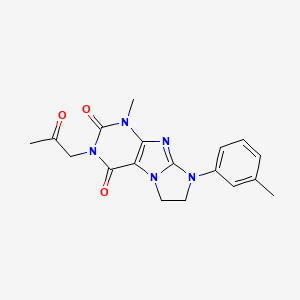 molecular formula C18H19N5O3 B2925620 1-methyl-3-(2-oxopropyl)-8-(m-tolyl)-7,8-dihydro-1H-imidazo[2,1-f]purine-2,4(3H,6H)-dione CAS No. 838884-53-0