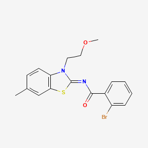 molecular formula C18H17BrN2O2S B2925622 2-bromo-N-[3-(2-methoxyethyl)-6-methyl-1,3-benzothiazol-2-ylidene]benzamide CAS No. 864974-89-0