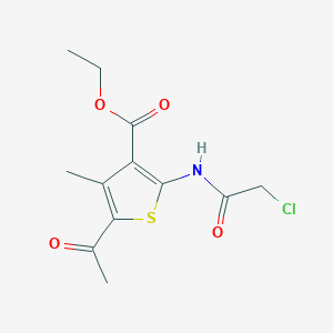 molecular formula C12H14ClNO4S B2925624 5-Acetyl-2-(2-chloro-acetylamino)-4-methyl-thiophene-3-carboxylic acid ethyl ester CAS No. 306731-53-3