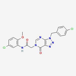 molecular formula C20H16Cl2N6O3 B2925626 N-(5-chloro-2-methoxyphenyl)-2-(3-(4-chlorobenzyl)-7-oxo-3H-[1,2,3]triazolo[4,5-d]pyrimidin-6(7H)-yl)acetamide CAS No. 892474-91-8