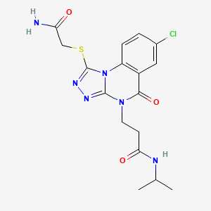 molecular formula C17H19ClN6O3S B2925627 3-[1-[(2-氨基-2-氧代乙基)硫代]-7-氯-5-氧代[1,2,4]三唑并[4,3-a]喹唑啉-4(5H)-基]-N-异丙基丙酰胺 CAS No. 1112348-25-0
