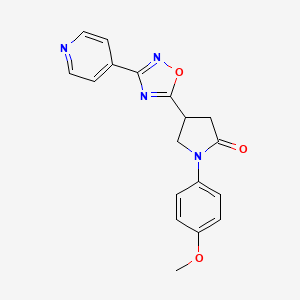 molecular formula C18H16N4O3 B2925629 1-(4-甲氧基苯基)-4-[3-(4-吡啶基)-1,2,4-恶二唑-5-基]-2-吡咯烷酮 CAS No. 941960-96-9