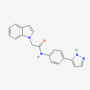 molecular formula C19H16N4O B2925639 N-(4-(1H-pyrazol-3-yl)phenyl)-2-(1H-indol-1-yl)acetamide CAS No. 1210810-87-9