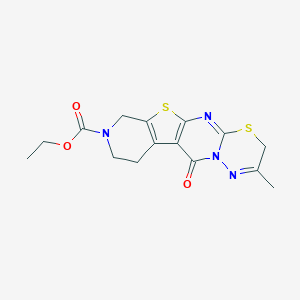 molecular formula C15H16N4O3S2 B292564 Ethyl 6-methyl-9-oxo-4,17-dithia-2,7,8,14-tetrazatetracyclo[8.7.0.03,8.011,16]heptadeca-1(10),2,6,11(16)-tetraene-14-carboxylate 