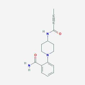 molecular formula C16H19N3O2 B2925642 2-[4-(But-2-ynoylamino)piperidin-1-yl]benzamide CAS No. 2411253-50-2