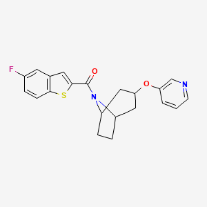 molecular formula C21H19FN2O2S B2925643 (5-fluorobenzo[b]thiophen-2-yl)((1R,5S)-3-(pyridin-3-yloxy)-8-azabicyclo[3.2.1]octan-8-yl)methanone CAS No. 2108860-83-7